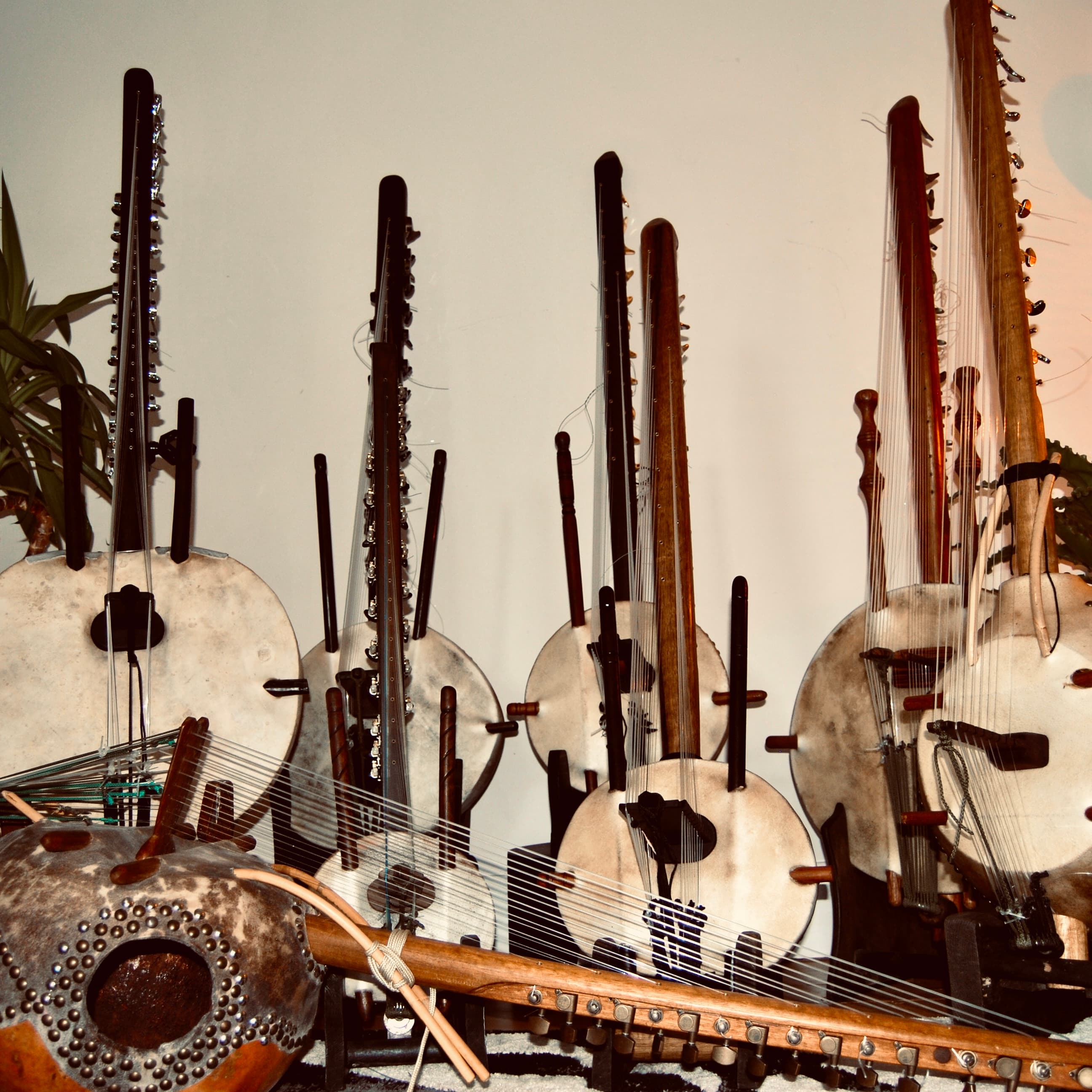Dundun drums used in West African ensemble rhythms
